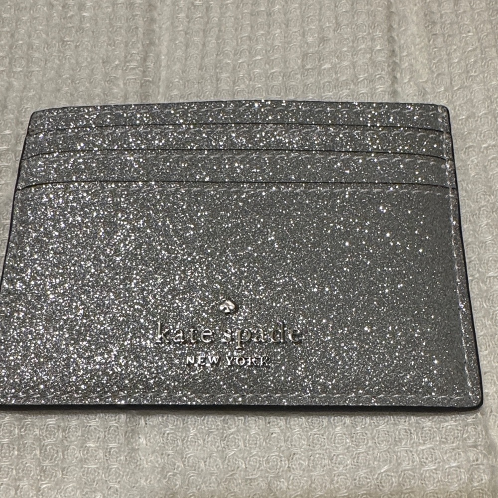 Kate Spade Silver Glitter Card Case